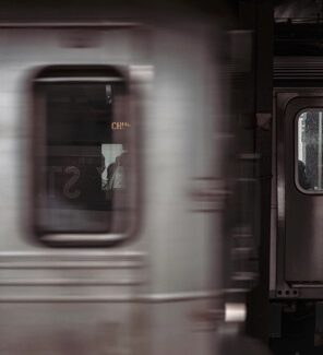 Blurred photograph of New York City subway